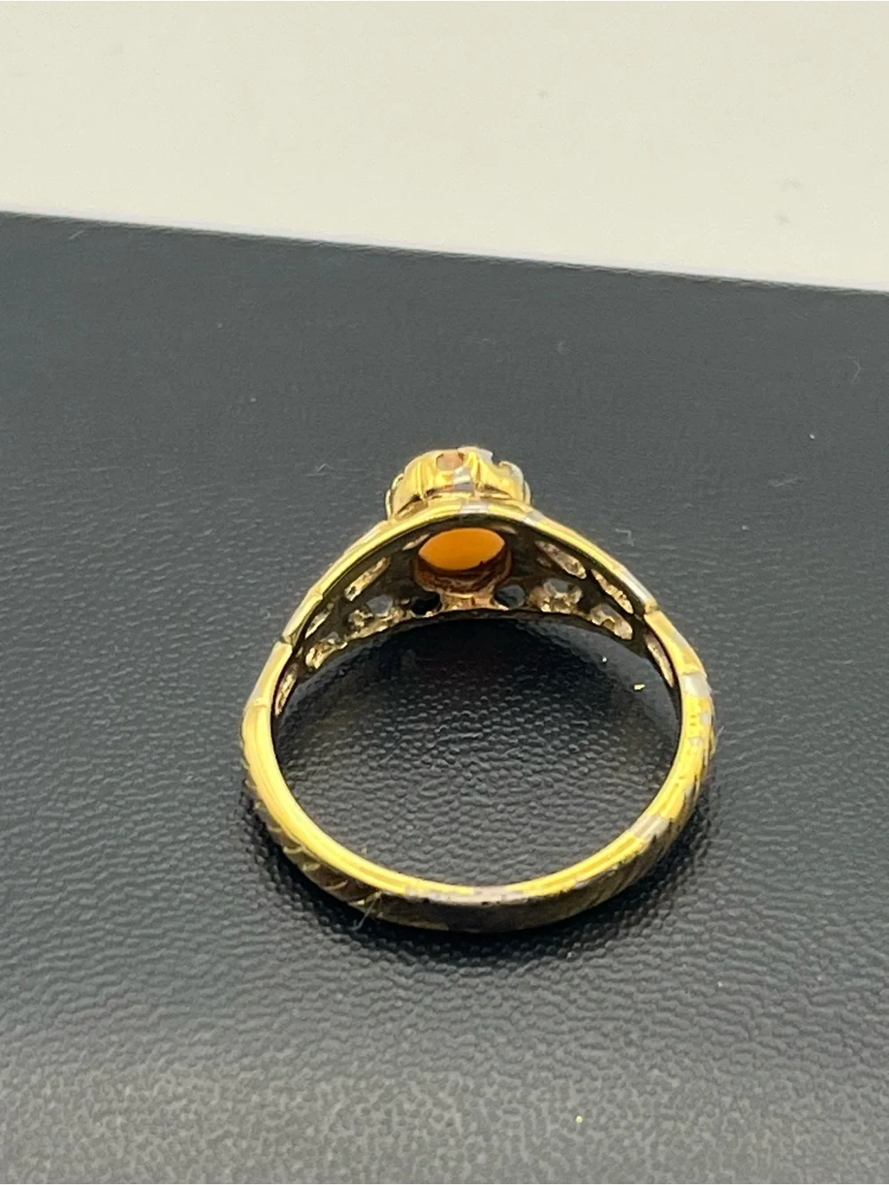 18k HGE gold electroplated filigree scroll Cameo vintage ring size 9